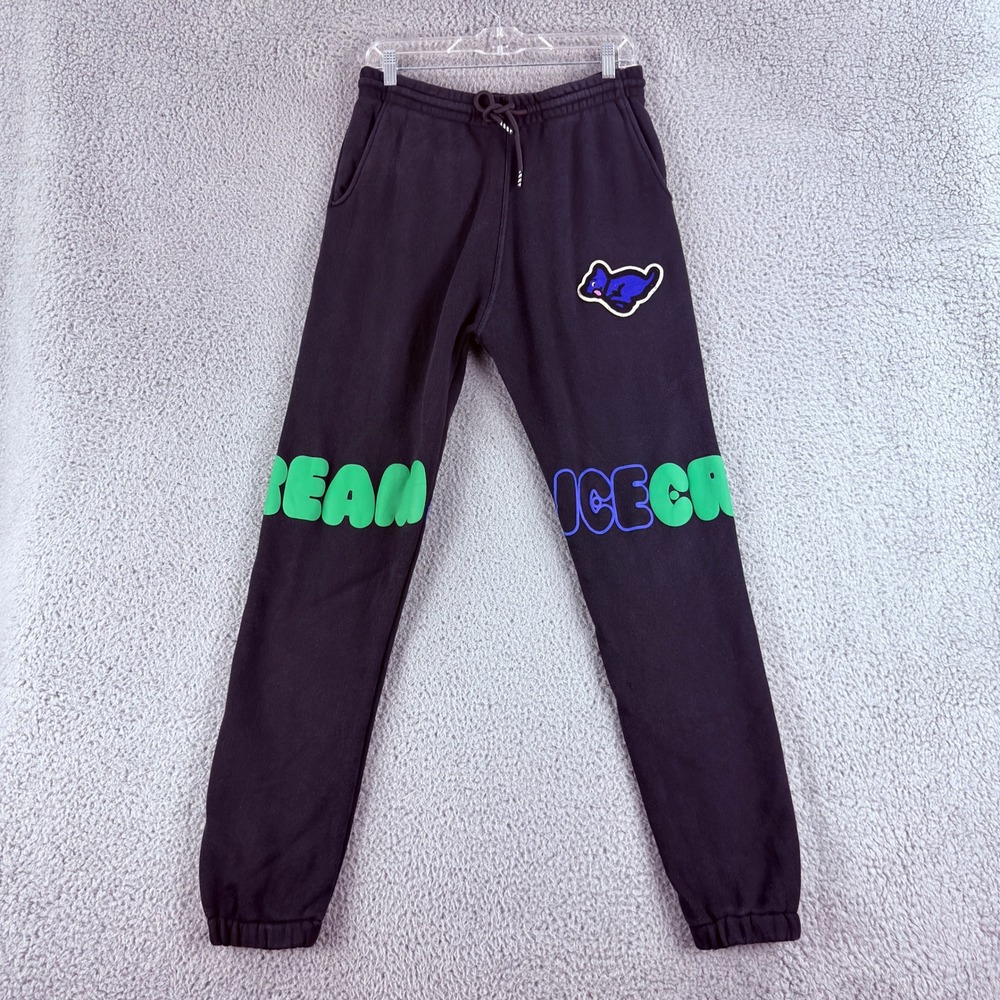 ICECREAM Running Dog Sweatpants Mens M Black Graphic Joggers BBC Streetwear